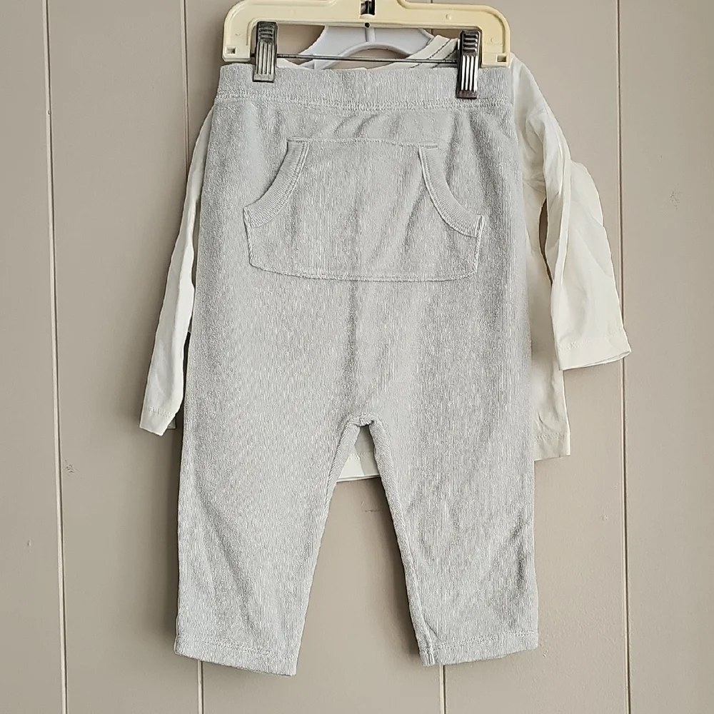 Gymboree‎ Baby Cream Shirt with Gray Terry Pants Outfit Nwt